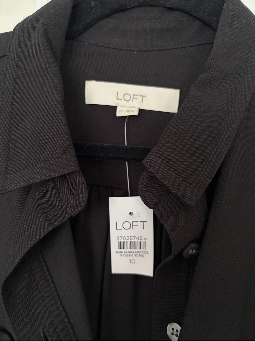 LOFT Black Button-Front Tie-Waist Jumpsuit - Picture 4 of 4